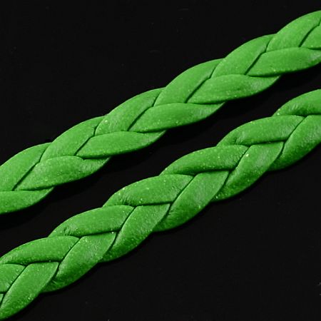 Imitácia kože - vrkôčik - 5 mm - tmavozelená - 1 m