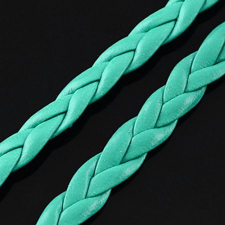 Imitácia kože - vrkôčik - 5 mm - tyrkysová - 1 m