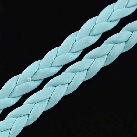 Imitácia kože - vrkôčik - 5 mm - bledomodrá - 1 m