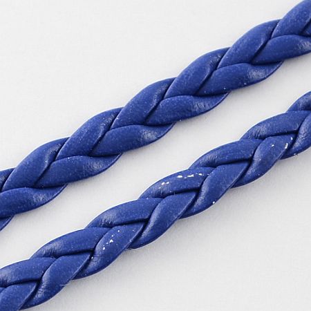 Imitácia kože - vrkôčik - 5 mm - tmavomodrá - 1 m