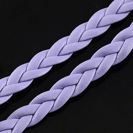 Imitácia kože - vrkôčik - 5 mm - bledofialová - 1 m