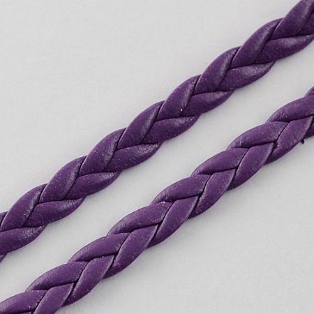 Imitácia kože - vrkôčik - 5 mm - fialová - 1 m