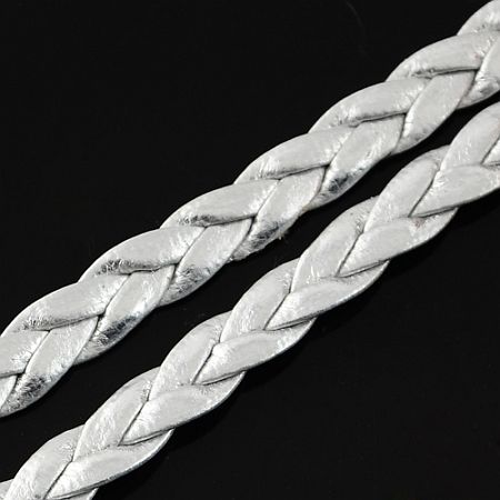 Imitácia kože - vrkôčik - 5 mm - strieborná - 1 m