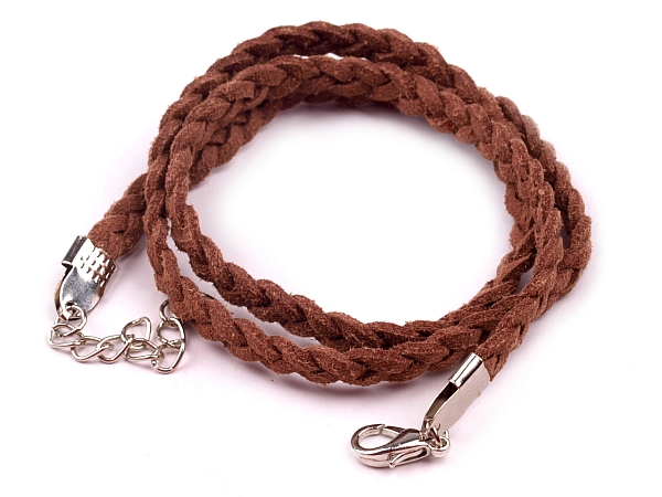 Šnúrka s karabínkou - Eko koža - 45 cm - hnedá