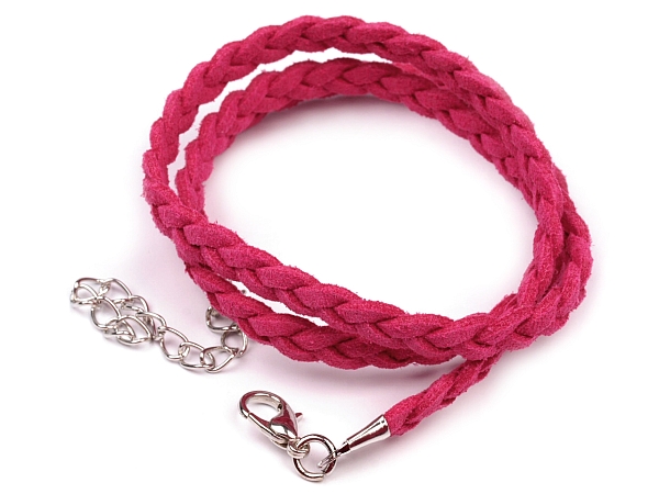 Šnúrka s karabínkou - Eko koža - 45 cm - ružová