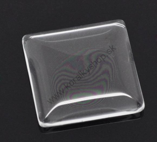 Sklenený kabošon štvorec - 10x10 mm - crystal - 1 kus