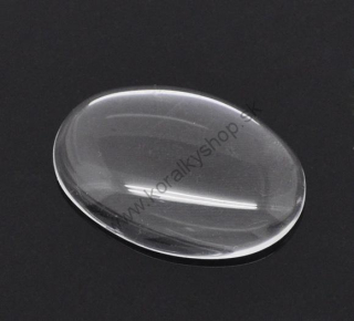 Sklenený kabošon ovál - 13x18 mm - crystal - 1 kus