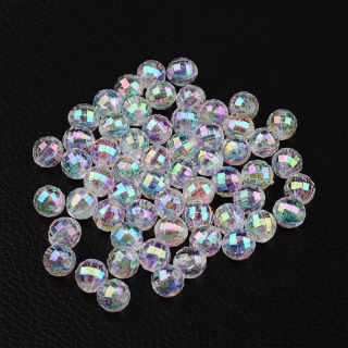 Plastová korálka 6 mm - guľa - crystal AB -  20 ks