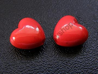 Plastové korálky srdiečka -10 x 11 mm - červená - 100 ks