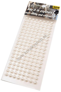 Samolepiace perly pr. 6 mm - biela - 540 ks/karta