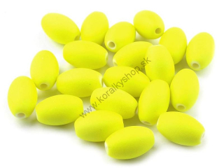 Korálky matná - olivka 9x13mm - žltá neon - 3 ks