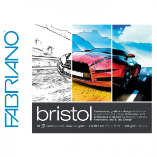 Blok Fabriano Bristol - A4 - 250 g - biela - 20 ks/bal