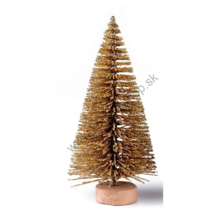 Mini stromček - dekorácia - výška  15 cm - zlatá - 1 ks