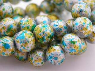 Prskaná korálka 8 mm - strieborná - 6 ks