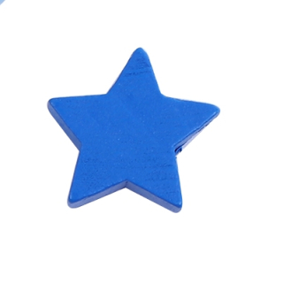 Drevená korálka - hviezdička - cca 19 mm - modrá - 1 ks