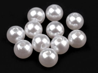 Korálka voskovaná 6 mm - biela -  10 g