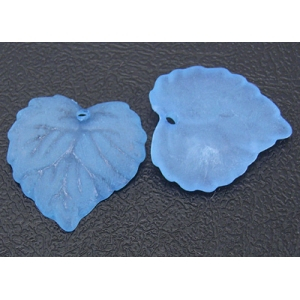Plastové korálky - lístok 15x14 mm - modrá -  5 ks