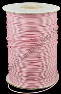 Voskovaná šnúrka 0,8 mm - lesklá -ružová perla