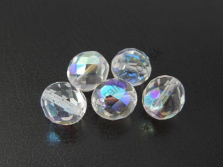 Brúsené korálky ohňovky - 10x10mm - crystal AB - 5 ks