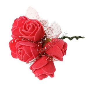Penové ruže pr. 2 cm - červená - 1 zväzok/12 ks