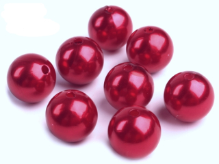 Korálka voskovaná pr. 13 mm - červená - 10 ks