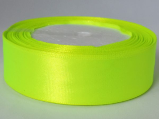 Saténová stuha - 25 mm - zelená neon - 1 m
