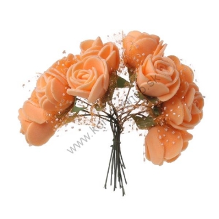 Penové ruže pr. 2 cm - oranžová - 1 zväzok/12 ks