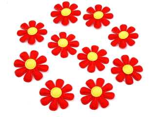 Textilný kvet pr. 27 mm - červená - 2 ks