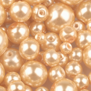 Mix - voskované perly - pr. 4 - 12 mm - sv. zlatá - 50g