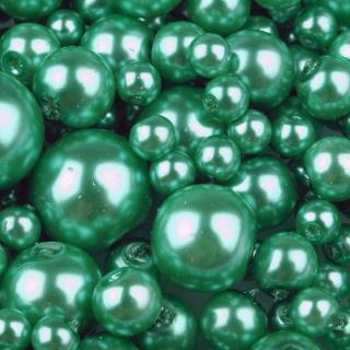 Mix - voskované perly - pr. 4 - 12 mm - zelená - 50g