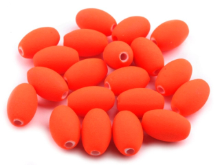Korálky matná - olivka 9x13mm - oranžová neon - 10 ks