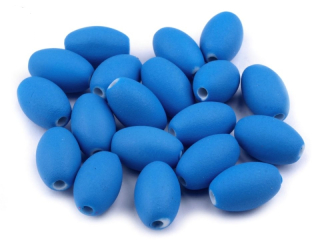 Korálky matná - olivka 9x13mm - modrá - 10 ks