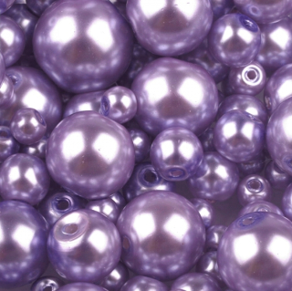 Mix - voskované perly - pr. 4 - 12 mm - fialová - 50g