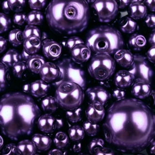 Mix - voskované perly - pr. 4 - 12 mm - fialová - 50g