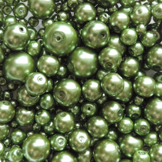 Mix - voskované perly - pr. 4 - 12 mm - zelená - 50g