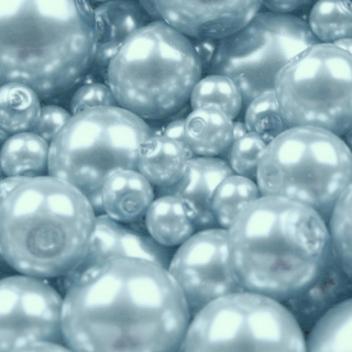 Mix - voskované perly - pr. 4 - 12 mm - sv. modrá - 50g