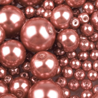Mix - voskované perly - pr. 4 - 12 mm - staroružová - 50g