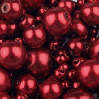 Mix - voskované perly - pr. 4 - 12 mm - červenohnedá - 50g