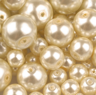 Mix - voskované perly - pr. 4 - 12 mm - krémová - 50g