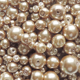 Mix - voskované perly - pr. 4 - 12 mm - béžová - 50g