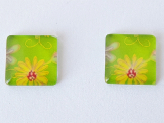 Sklenený kabošon - 12x12 mm - 1 kus