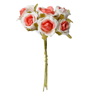 Textilné ruže pr. 2,2 cm - ružová - 1 zväzok/6 ks