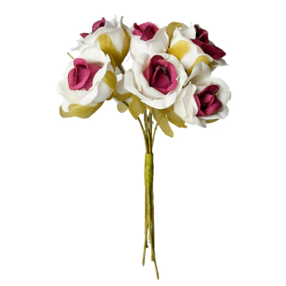 Textilné ruže pr. 2,2 cm - ružová - 1 zväzok/6 ks