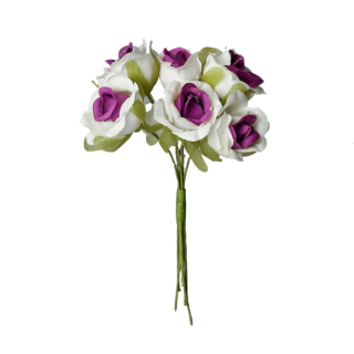 Textilné ruže pr. 2,2 cm - fialová - 1 zväzok/6 ks
