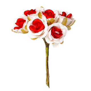 Textilné ruže pr. 2,2 cm - červená - 1 zväzok/6 ks
