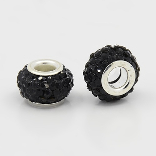 Pandora style - korálka s kamienkami - čierna - 1 ks