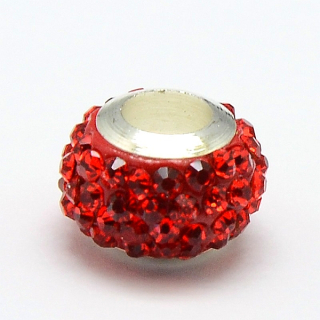 Pandora style - korálka s kamienkami - červená - 1 ks