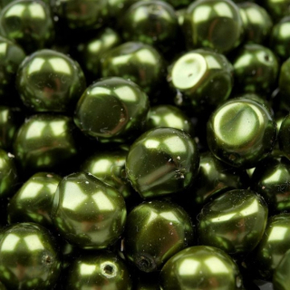 Voskované perly - nugetky 13 x 15 mm - zelená - 10 ks