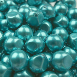 Voskované perly - nugetky 13 x 15 mm - tyrkysová - 10 ks