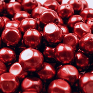 Voskované perly - nugetky 13 x 15 mm - červená - 10 ks